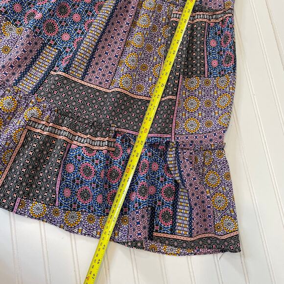 Trina Turk Sivas Dress Midi Dress Multicolor V-Neck Tiered Fit & Flare Size L - Picture 6 of 9